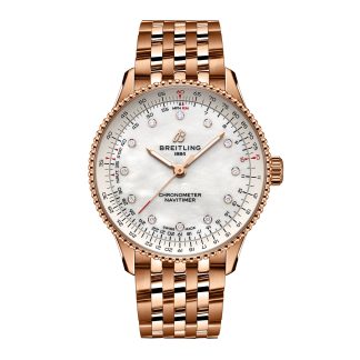 hoogwaardige ontwerper Breitling Navitimer 36mm Ladies Watch White Mother Of Pearl 18k Red Gold 18ct Rose Gold R17327211A1R1