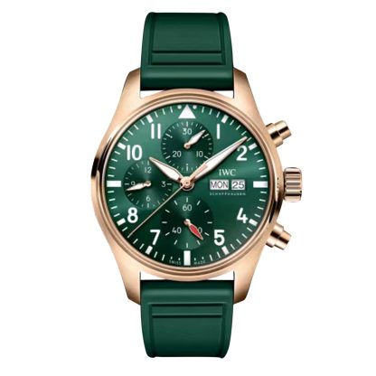 hoogwaardige ontwerper IWC Pilot Chronograph 41mm Mens Watch Green Rubber IW388110