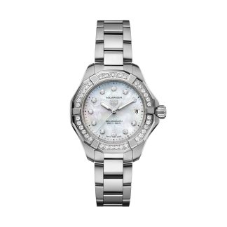 hoogwaardige ontwerper TAG Heuer Aquaracer Professional 200 Solargraph 34mm Ladies Watch Mother Of Pearl Diamonds Stainless Steel WBP1314.BA0005