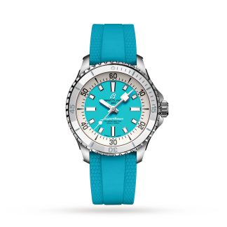 kopieën goedkoop ebay Breitling Superocean Automatic 36 Stainless Steel Turquoise Rubber Watch Rubber A17377211C1S1