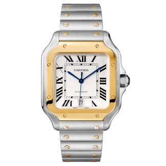 kopieën goedkoop ebay Cartier Santos De Cartier Watch Large Model Automatic Movement Yellow Gold Steel Interchangeable Metal And Leather Bracelets Steel W2SA0009