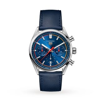 kopieën goedkoop ebay TAG Heuer Carrera Chronograph 42mm Mens Watch Blue Leather CBN201D.FC6543