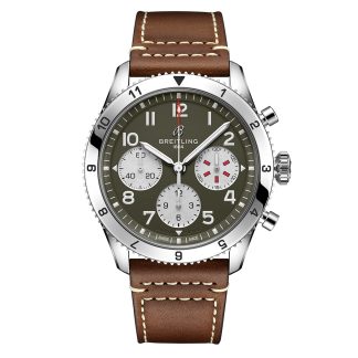 luxe groothandel Breitling Classic AVI Chronograph 42 Curtiss P-40 Warhawk Leather Strap Watch Calfskin A233802A1L1X1