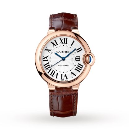 luxe groothandel Cartier Ballon Bleu De Cartier Watch 36mm Automatic Movement Pink Gold Leather Alligator WGBB0009