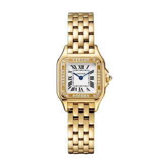 luxe groothandel Cartier Panthere De Cartier Watch Small Model Quartz Movement Yellow Gold Diamonds Yellow Gold WJPN0048