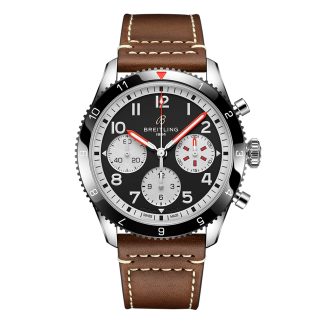 luxe kopen Breitling Classic AVI Chronograph 42 Mosquito Leather Strap Watch Calfskin Y233801A1B1X1