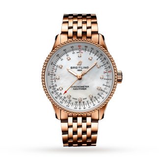 luxe kopen Breitling Navitimer Automatic 35 18ct Red Gold Mother of Pearl Watch 18ct Rose Gold R17395211A1R1