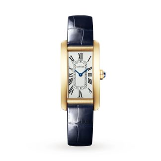 luxe kopen Cartier Tank Américaine Watch Small Model Quartz Movement Yellow Gold Alligator WGTA0299