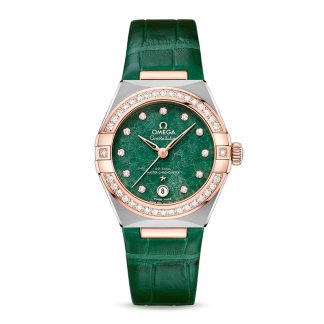 mode luxe Omega Constellation Co-Axial Master Chronometer 29mm Ladies Watch Green Leather O13128292099001