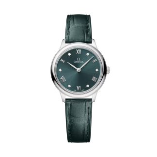 mode luxe Omega De Ville Prestige 27.5mm Steel On Leather Strap Ladies Watch Calfskin O43413286060001