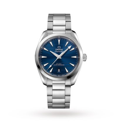 mode luxe Omega Seamaster Aqua Terra 150M Mens Blue Dial 38mm Automatic Co-Axial Mens Watch Stainless Steel O22010382003001