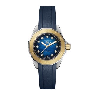 mode luxe TAG Heuer Aquaracer Professional 200 30mm Ladies Watch Blue Rubber and Leather WBP2450.FT6215