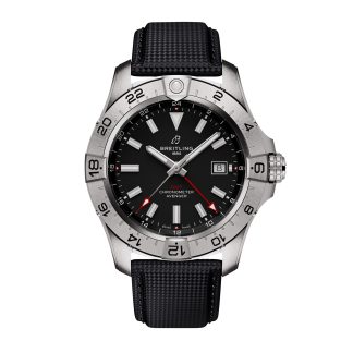 modeontwerper Breitling Avenger Automatic GMT 44mm Mens Watch Black Leather Calfskin A32320101B1X1