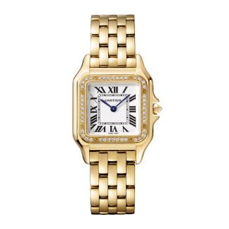 modeontwerper Cartier Panthère De Cartier Watch Medium Model Quartz Movement Yellow Gold Diamonds Yellow Gold WJPN0016