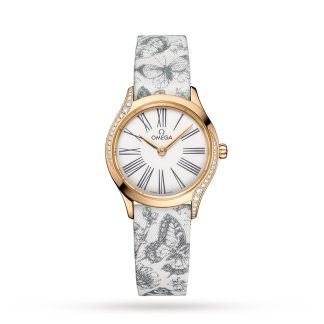 modeontwerper Omega De Ville Mini Trésor Quartz 26mm Moonshine Gold Fabric O42857266004002