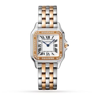 namaak ontwerper Cartier Panthère De Cartier Watch Medium Model Quartz Movement Rose Gold Steel Diamonds Steel & Rose Gold W3PN0007