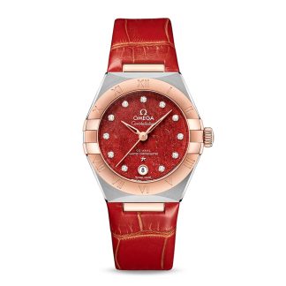 namaak ontwerper Omega Constellation Co-Axial Master Chronometer 29mm Ladies Watch Red Leather O13123292099002