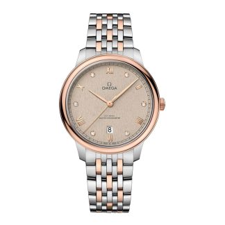 namaak ontwerper Omega De Ville Prestige 40mm Mens Watch Linen Stainless Steel & 18ct Rose Gold O43420402059001