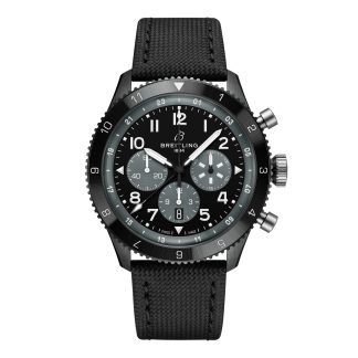 nep luxe Breitling Super AVI B04 Chronograph GMT Mosquito Night Fighter 46mm Mens Watch Black Calfskin SB04451A1B1X1