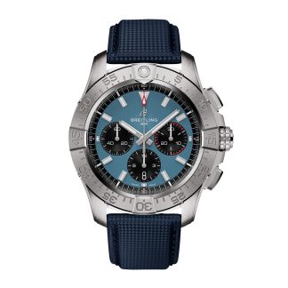 nep pols Breitling Avenger Chronograph B01 44mm Mens Watch Blue Leather Calfskin AB0147101C1X1