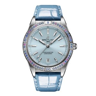 nep pols Breitling Chronomat Automatic 36 South Sea Ice Blue Leather Strap Ladies Watch Alligator G10380611C1P1