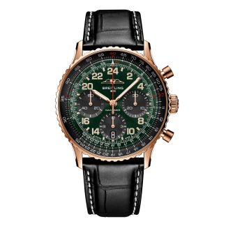 nep pols Breitling Navitimer Cosmanaute 41mm Limited Edition Mens Watch Green Alligator RB12302A1L1P1