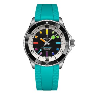 nep pols Breitling Superocean Automatic 42mm Mens Watch Turquoise Rubber Rubber A17375211B2S2