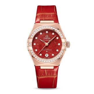 nep pols Omega Constellation Co-Axial Master Chronometer 29mm Ladies Watch Red Leather O13158292099005