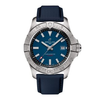 replica luxe Breitling Avenger Automatic 42mm Mens Watch Blue Leather Calfskin A17328101C1X1