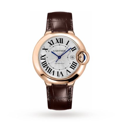 replica luxe Cartier Ballon Bleu De Cartier Watch 42mm Automatic Movement Rose Gold Leather Alligator WGBB0030