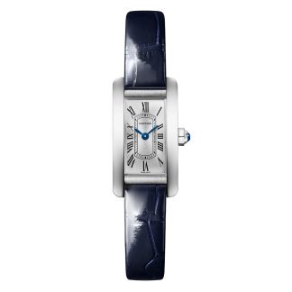 replica luxe Cartier Tank Américaine Watch Mini Model Quartz Movement Steel Leather Alligator WSTA0081