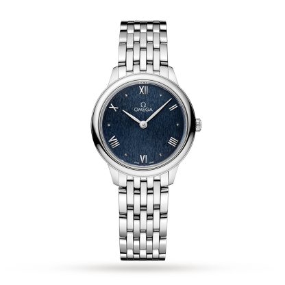 replica luxe Omega De Ville Prestige Quartz 27.5mm Ladies Watch Blue Stainless Steel O43410286003002