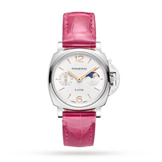 replica luxe Panerai Luminor Due Luna Moonphase 38mm Ladies Watch Pink Alligator PAM01180