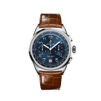 replica ontwerper Breitling Premier B01 Chronograph 42mm Mens Watch Blue Alligator AB0145171C1P1