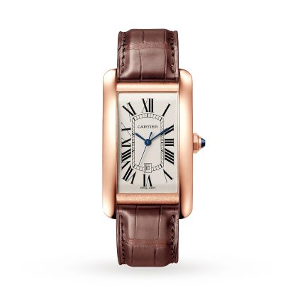 replica ontwerper Cartier Tank Americaine Watch Medium Model Mechanical Movement With Automatic Winding Rose Gold Alligator WGTA0047