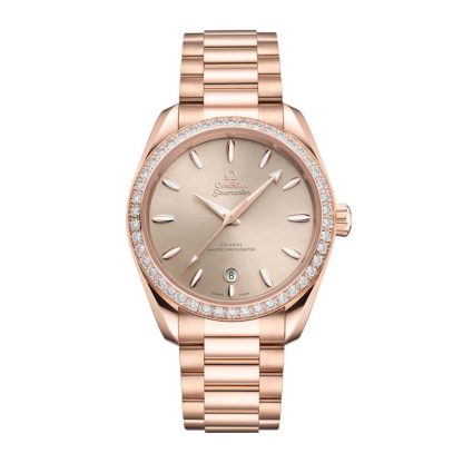 replica ontwerper Omega Seamaster Aqua Terra Shades 38mm Ladies Watch Beige 18ct Rose Gold O22055382009001