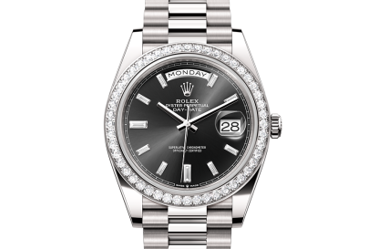 replica ontwerper Rolex Day-Date 40 witgoud en diamanten M228349RBR-0003